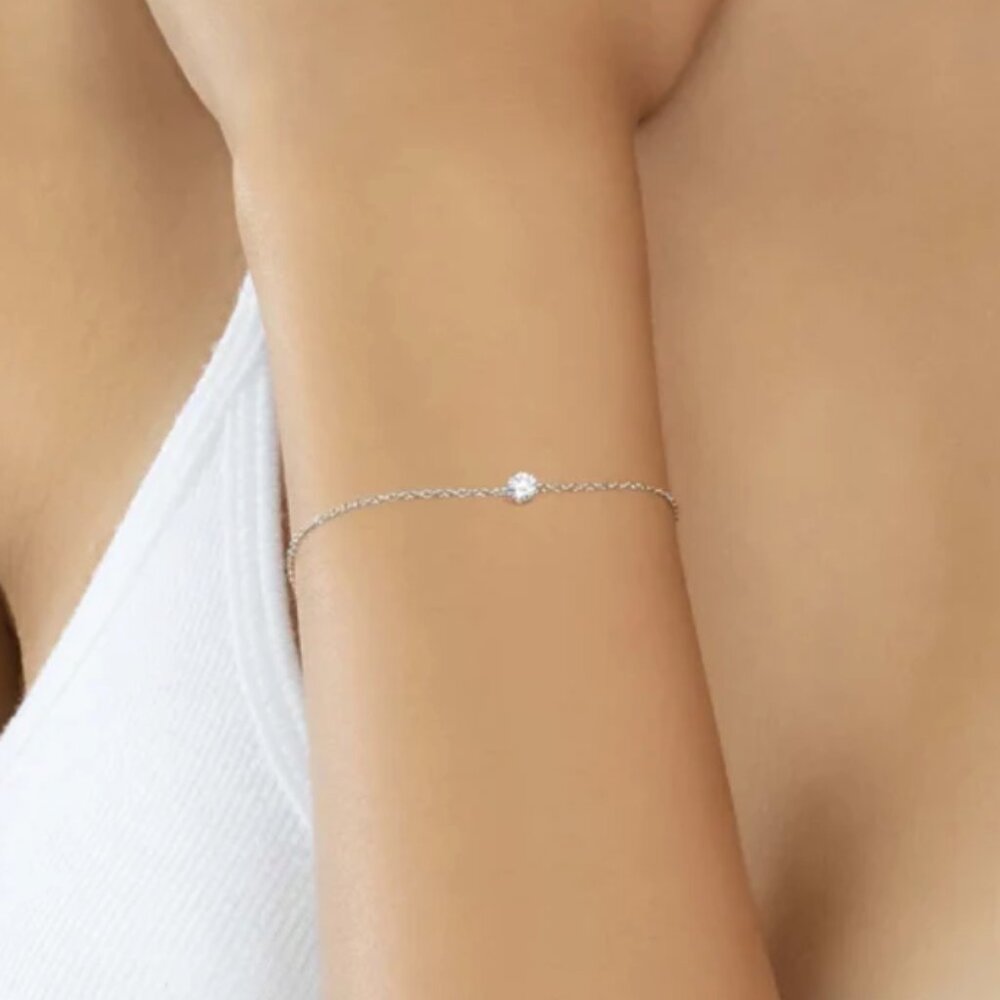 Black Died Diamond / 14k Gold (Solitaire Chain Bracelet)